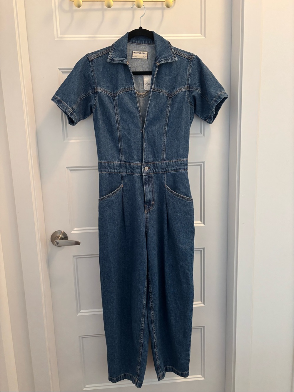 NWT We The Free Denim Blue Short-Sleeve Jumpsuit